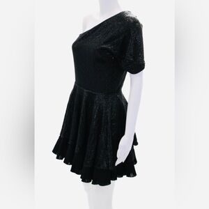 Just Cavalli Women's Sparkle Black One Shoulder Pleated Dress Size 40 S